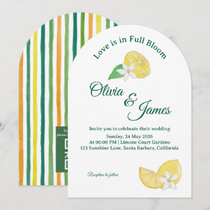 Convite de Casamento Floral Limão Cítrico Moderno