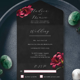 Convite de Casamento Floral Lírio Escuro Gótico