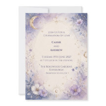 Convite de Casamento Floral Lua Roxa