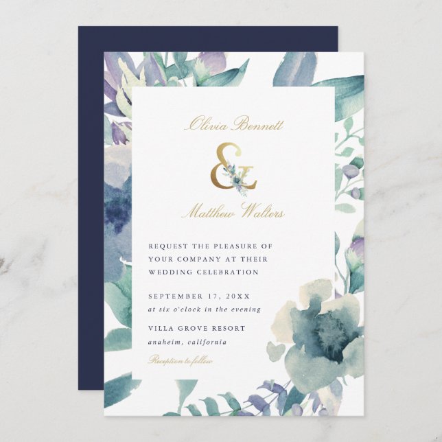 Convite De Casamento Floral Luxe (Frente/Verso)