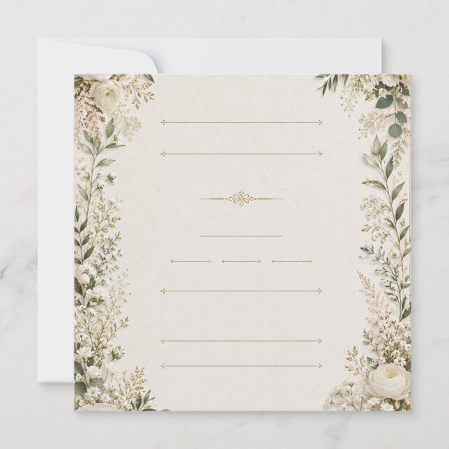 Convite de Casamento Floral Luxuoso (Frente)