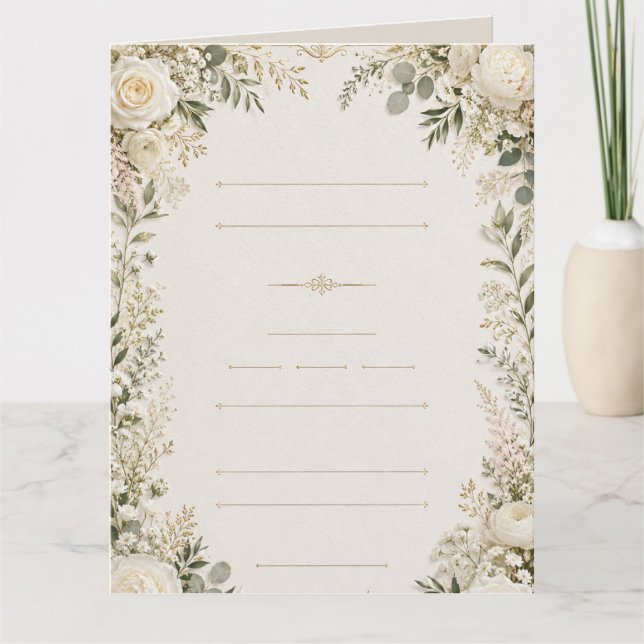 Convite de Casamento Floral Luxuoso (Frente)