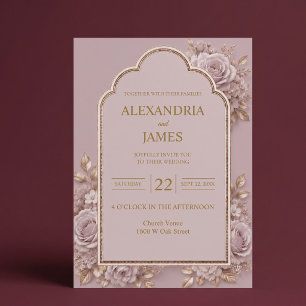 Convite de Casamento Floral Malva