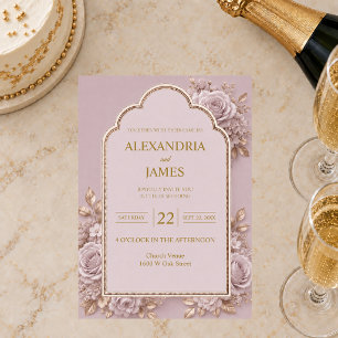 Convite de Casamento Floral Malva