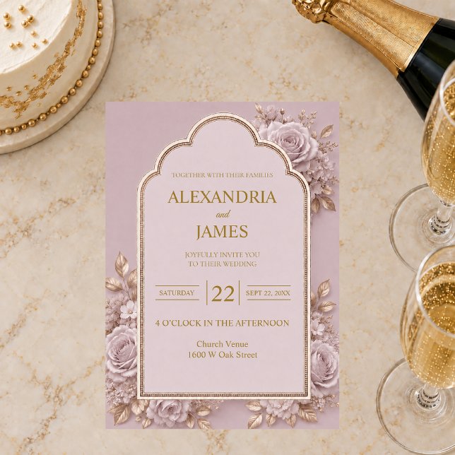 Convite de Casamento Floral Malva (Criador carregado)
