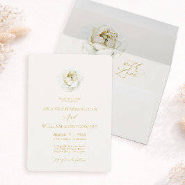Convite de Casamento Floral Marfim Elegante