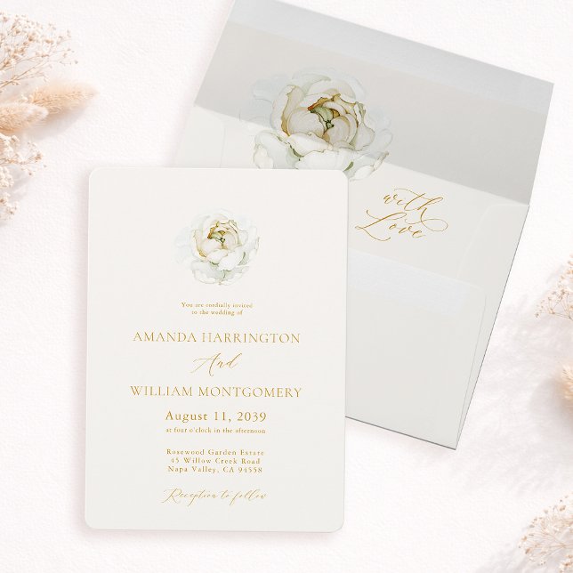 Convite de Casamento Floral Marfim Elegante (Criador carregado)