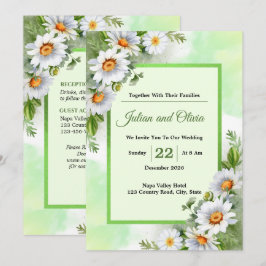 Convite de Casamento Floral Margarida Branca Rústi