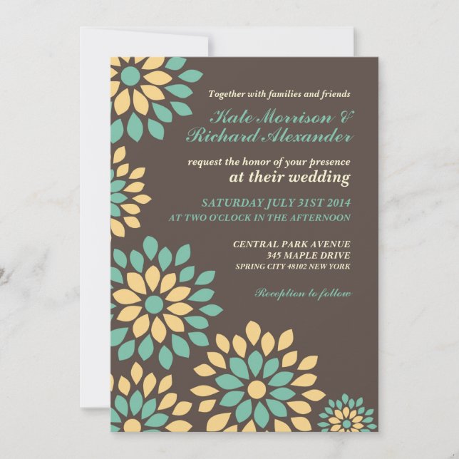 Convite de Casamento Floral Marrom Clássico de Pri (Frente)