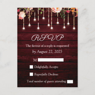 Convite de Casamento Floral Marrom Madeira Rústica