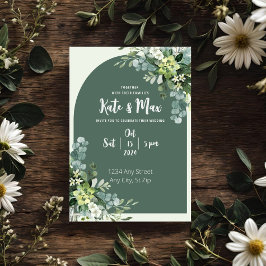 Convite de Casamento Floral Menta Clássico