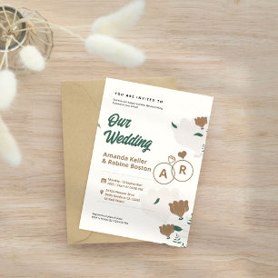Convite De Casamento Floral Minimalista