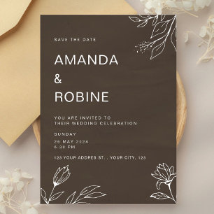 Convite De Casamento Floral Minimalista