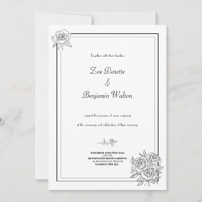 Convite De Casamento Floral Minimalista (Frente)