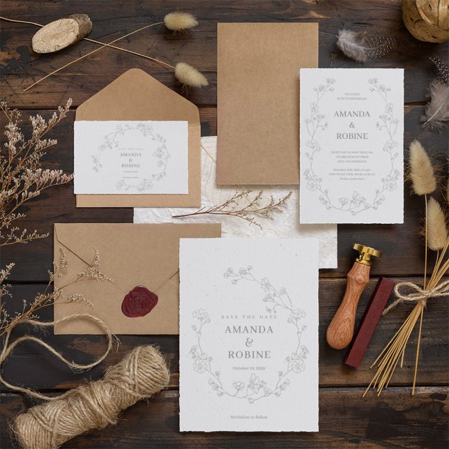 Convite De Casamento Floral Minimalista Elegante (Criador carregado)