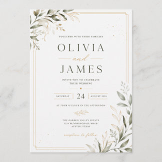 Convite de Casamento Floral Minimalista Elegante |