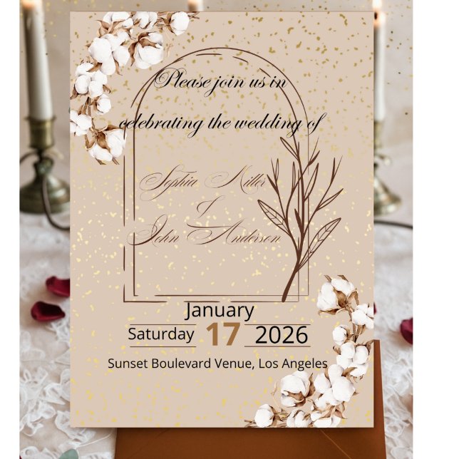 Convite de Casamento Floral Minimalista Moderno  (Criador carregado)