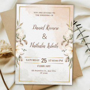 Convite de casamento floral minimalista personaliz