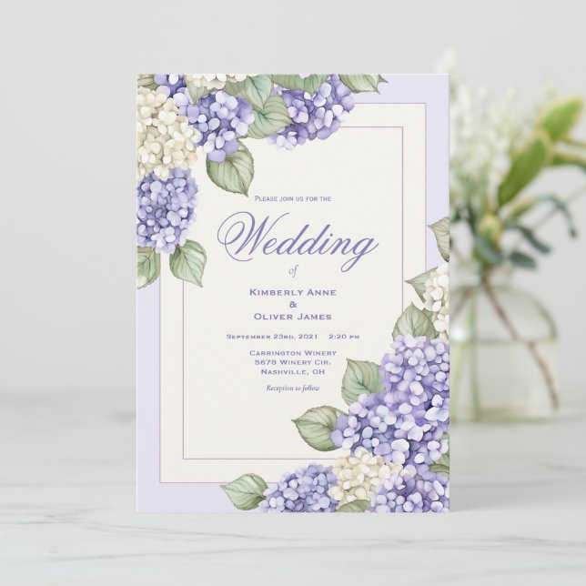 Convite de Casamento Floral Moderno com Aquarela R (Em pé/Frente)