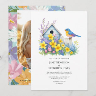 Convite de Casamento Floral Moderno de Primavera c