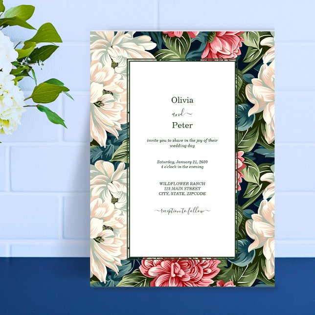 Convite de Casamento Floral Moderno e Ousado (Bold Modern Floral Wedding Invitation)