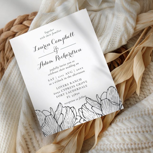 Convite de Casamento Floral Moderno Econômico (Criador carregado)