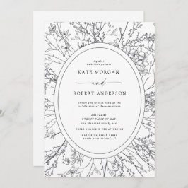 convite de casamento floral moderno esboçado