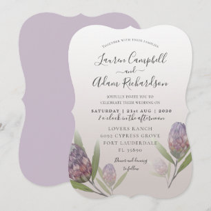 Convite de Casamento Floral Moderno Roxo