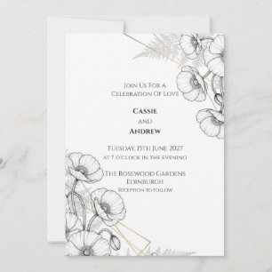 Convite de Casamento Floral Monocromático