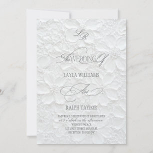 Convite de Casamento Floral Monograma Luxuoso