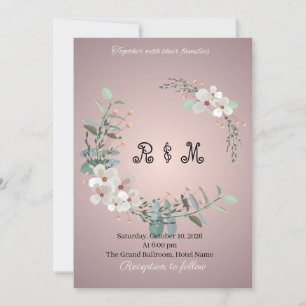 Convite de Casamento Floral Monograma Rústico Eleg