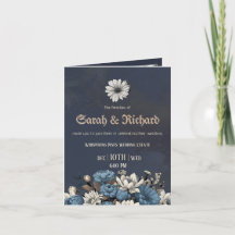Convite de Casamento Floral Moody Blue Personaliza