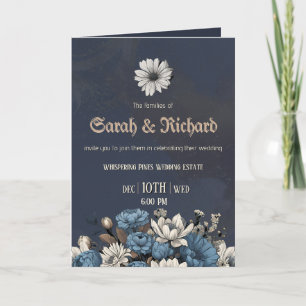 Convite de Casamento Floral Moody Blue Personaliza