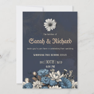 Convite de Casamento Floral Moody Blue Personaliza