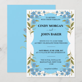 Convite de Casamento Floral - Não Me Esqueças