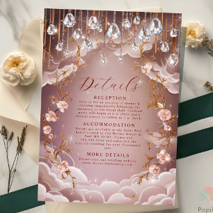 Convite de Casamento Floral Opulento com Pingentes