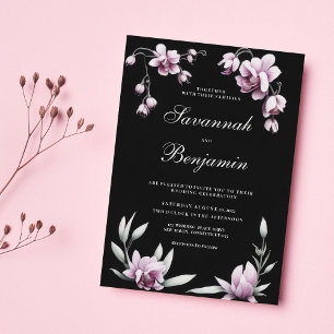Convite de casamento floral orquídea rosa lilás pr
