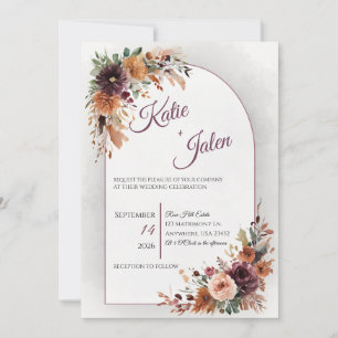 Convite de Casamento Floral Outonal Mal-humorado