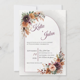 Convite de Casamento Floral Outonal Mal-humorado
