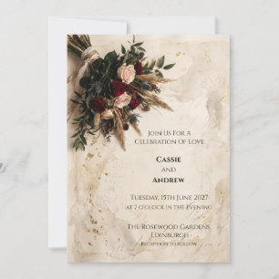 Convite de Casamento Floral Outonal Temperamental