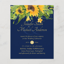 Convite de Casamento Floral País Azul Marinho Gira