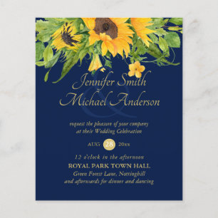 Convite de Casamento Floral País Azul Marinho Gira
