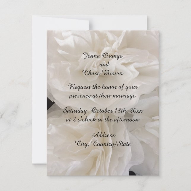 Convite de Casamento Floral Papel Branco (Frente)