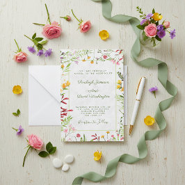 Convite de casamento floral para jardim econômico
