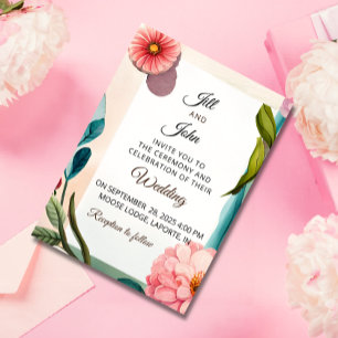 Convite de Casamento Floral Pastel Design Botânico
