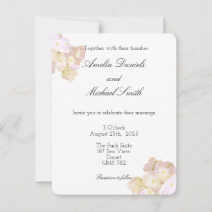 Convite de Casamento Floral Pastel em Tons de Pêss