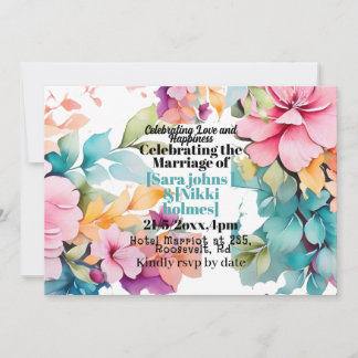 convite de casamento floral pastel pikidi pu