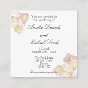 Convite de Casamento Floral Pastel Rosa e Creme