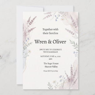 Convite de Casamento Floral Pastel Wildflower