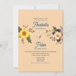 Convite De Casamento Floral Peach Fuzz